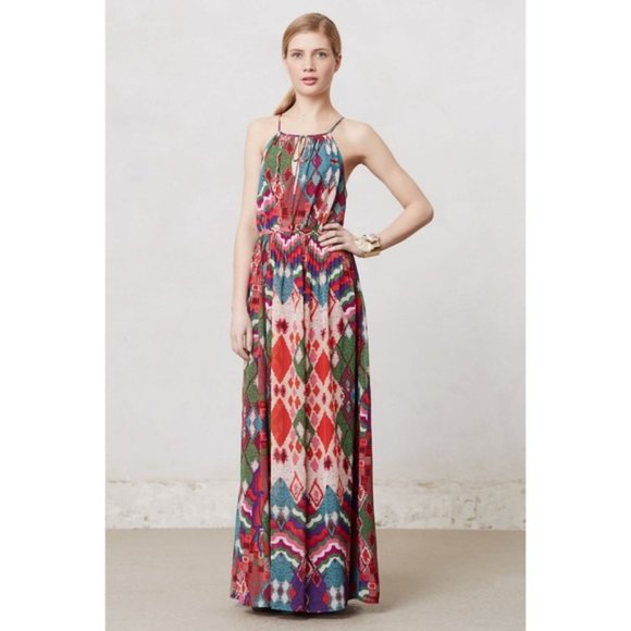 Anthropologie Colorful Geometric Maxi Dress - Picture 1 of 8